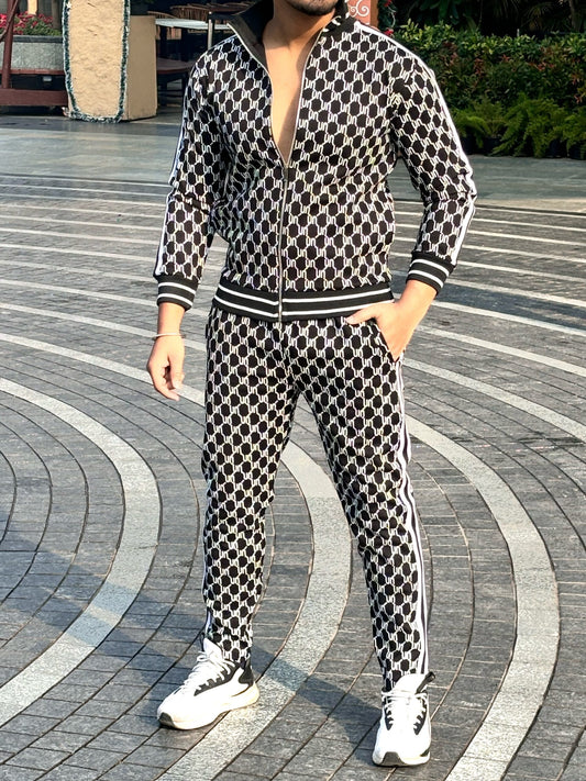 Signature Printed Premium Tracksuit - Black