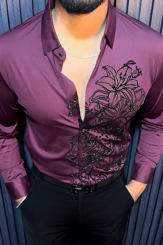 Panther Royale Jacquard Shirt - Wine