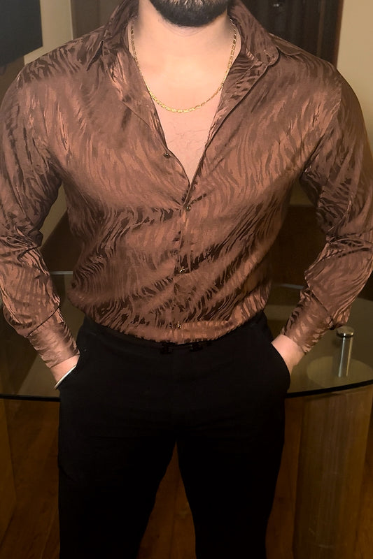 Leopard Jacquard Shirt - RUST