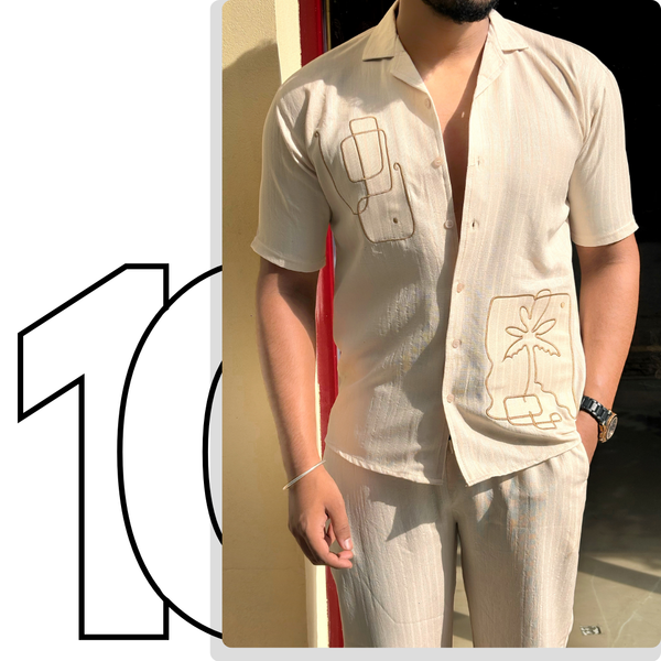 Goa Linen Textured Coord set - BEIGE
