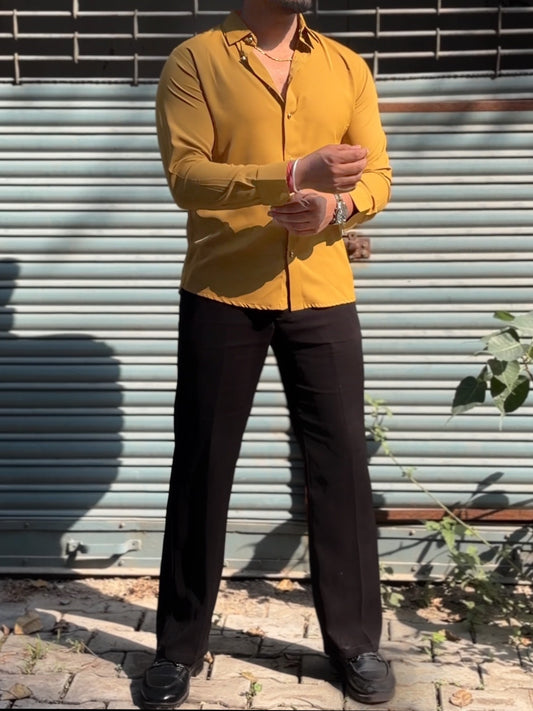 Japanese Shirt and Black Trouser Coord set - Mustard