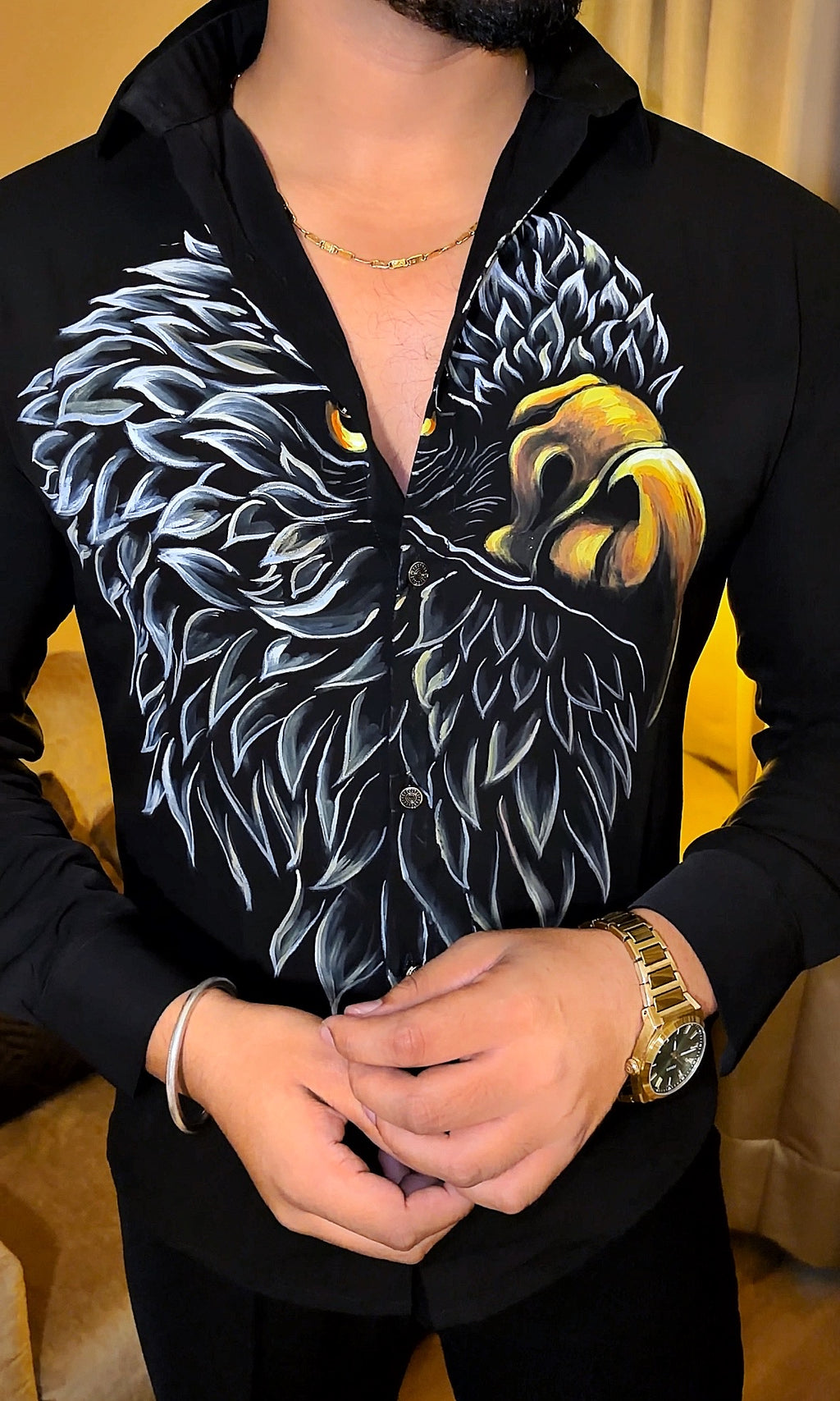 Eagle Festive Hand Painted Xclusive Shirt - Black