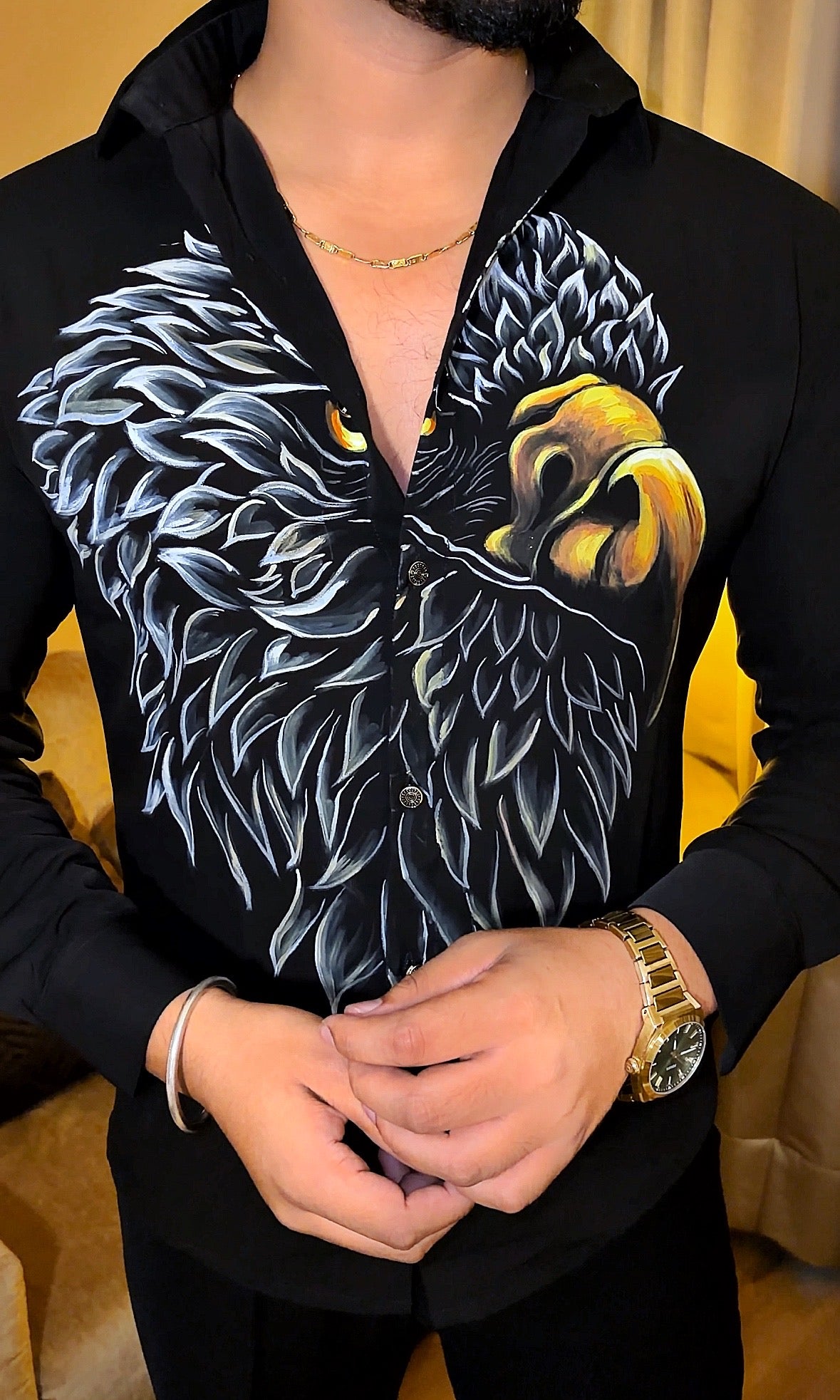Eagle Festive Hand Painted Xclusive Shirt - Black