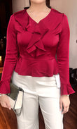 Ruffle Draped Top - RED