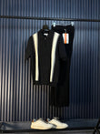 Verona Striped Old Money Knitted Polo Tshirt - Black