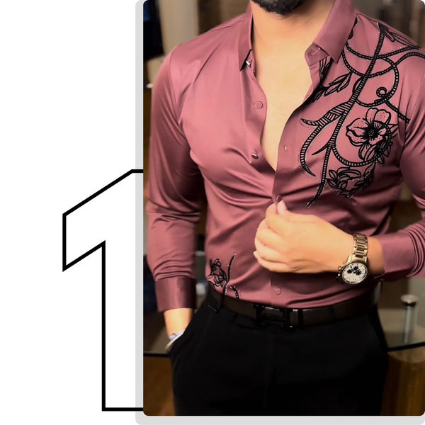 Barcelona Blossom Jacquard Shirt - WINE