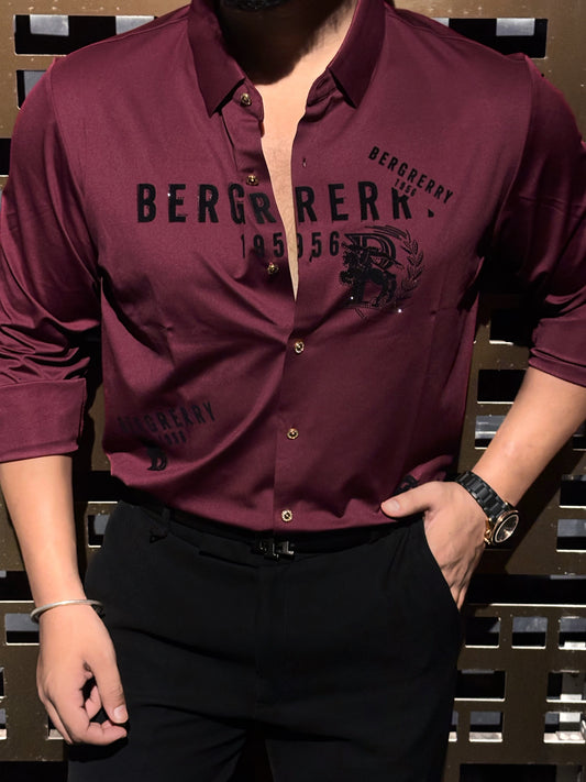 Dubai Charm Jacquard Shirt - WINE