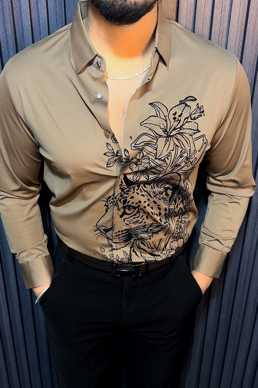 Panther Royale Jacquard Shirt - Camel
