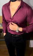 AllSTUD Wrinkle Free Lycra Shirt - Wine