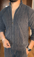 Cozy Embossed Tracksuit - Charcoal
