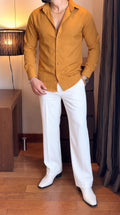 Japanese Shirt and White Trouser Coord set - MUSTARD