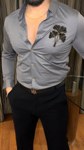 Venice Petal Luxe Stitchless Wrinkle Free Lycra Shirt - Charcoal