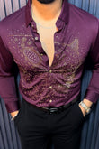 Leopard Roar Jacquard Shirt - WINE