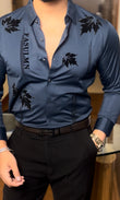 Paris Petal Jacquard Shirt - NAVY