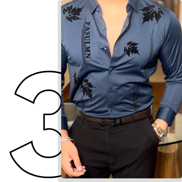 Paris Petal Jacquard Shirt - NAVY