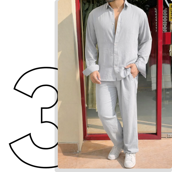 Turkey Linen Textured Coord set - LIGHT GREY