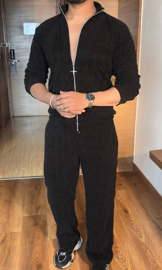 Cozy Embossed Tracksuit - Black