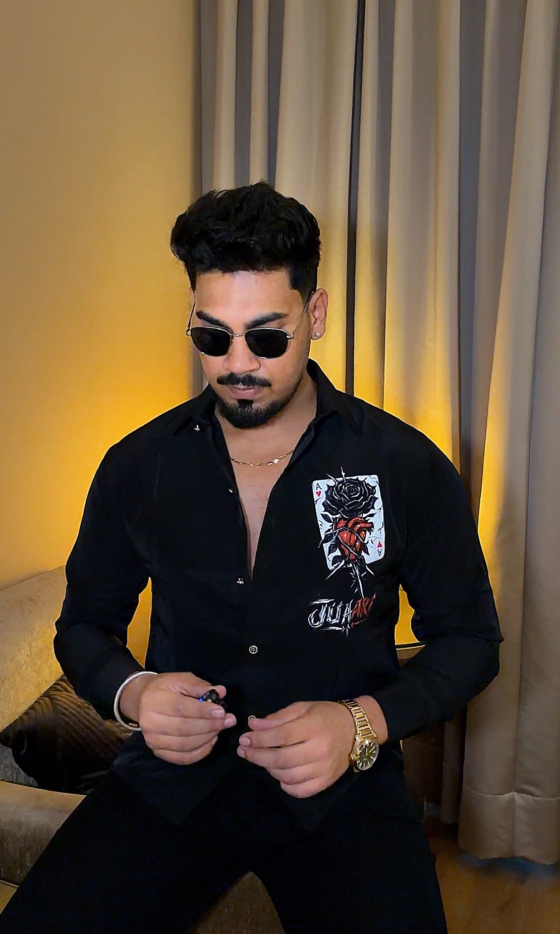 Juaari Festive Hand Painted Xclusive Shirt - Black