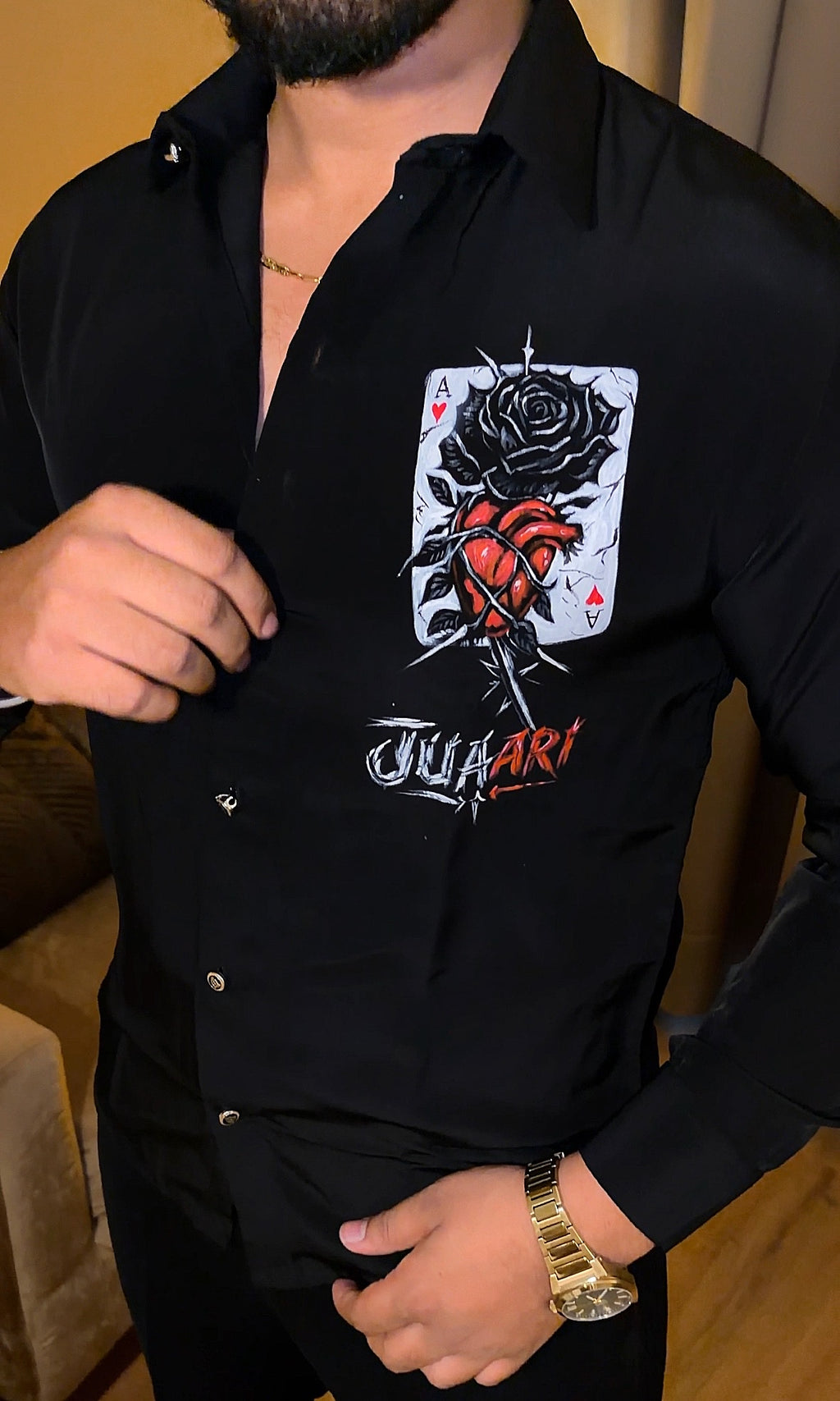 Juaari Festive Hand Painted Xclusive Shirt - Black