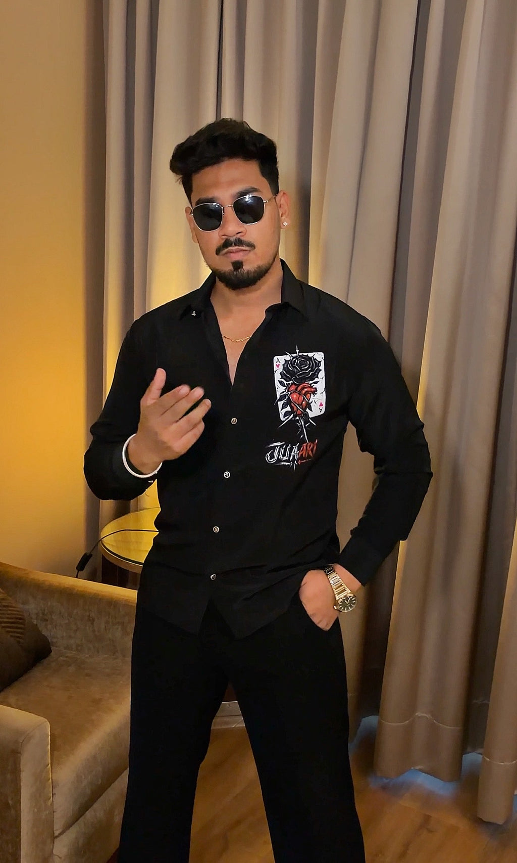 Juaari Festive Hand Painted Xclusive Shirt - Black