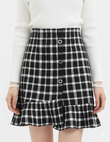 Tweed Plait Checkered Winter Party Wear Skirt 569 - Black