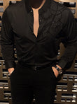 Barcelona Blossom Jacquard Shirt - BLACK
