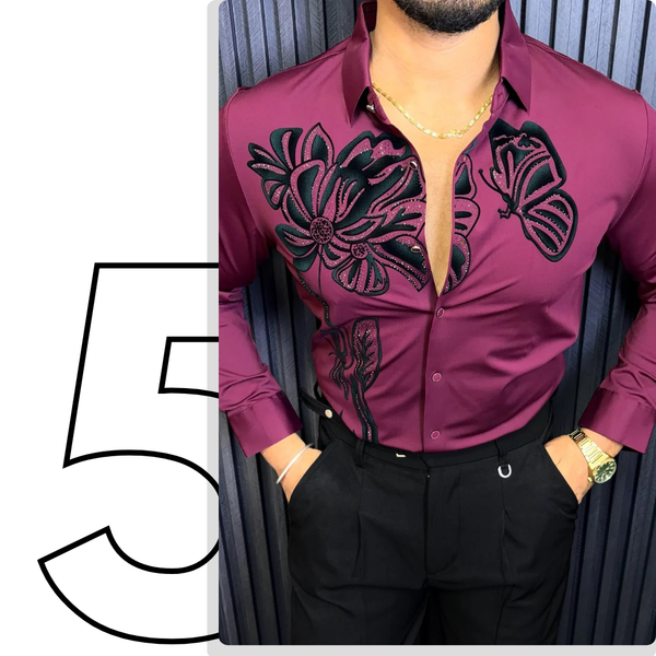 Midnight Bloom Legacy Jacquard Shirt - WINE