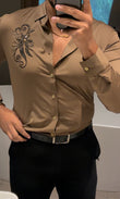 Bloom Luxe Stitchless Jacquard Shirt - CAMEL