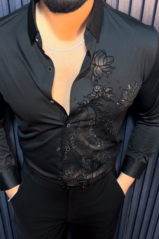 Mustang Royale Jacquard Shirt - Black