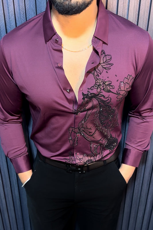 Mustang Royale Jacquard Shirt - Wine