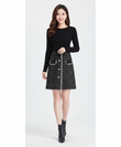 Tweed Plait Checkered Winter Party Wear Skirt 69 - Black