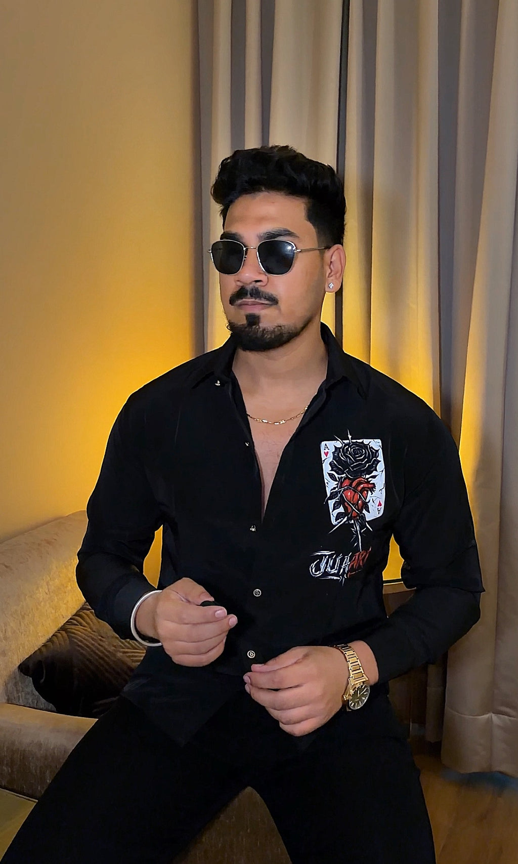 Juaari Festive Hand Painted Xclusive Shirt - Black