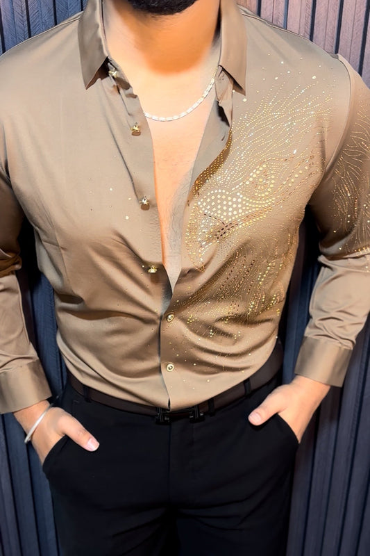 Eagle Jacquard Shirt - CAMEL