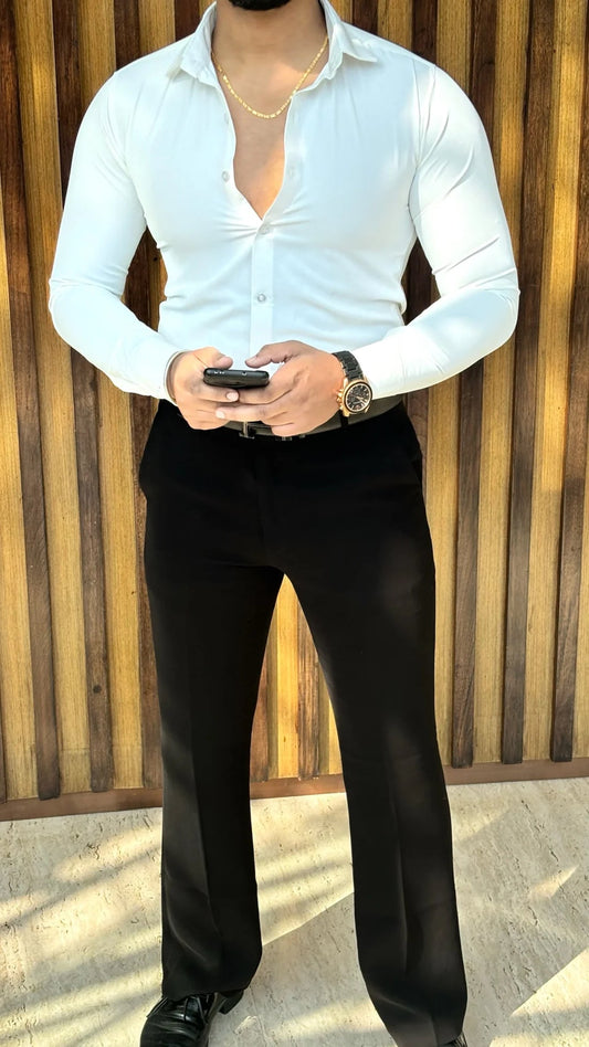 Japanese Shirt and Black Trouser Coord set - White