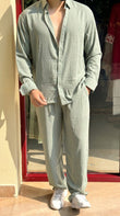 Turkey Linen Textured Coord set - CYAN