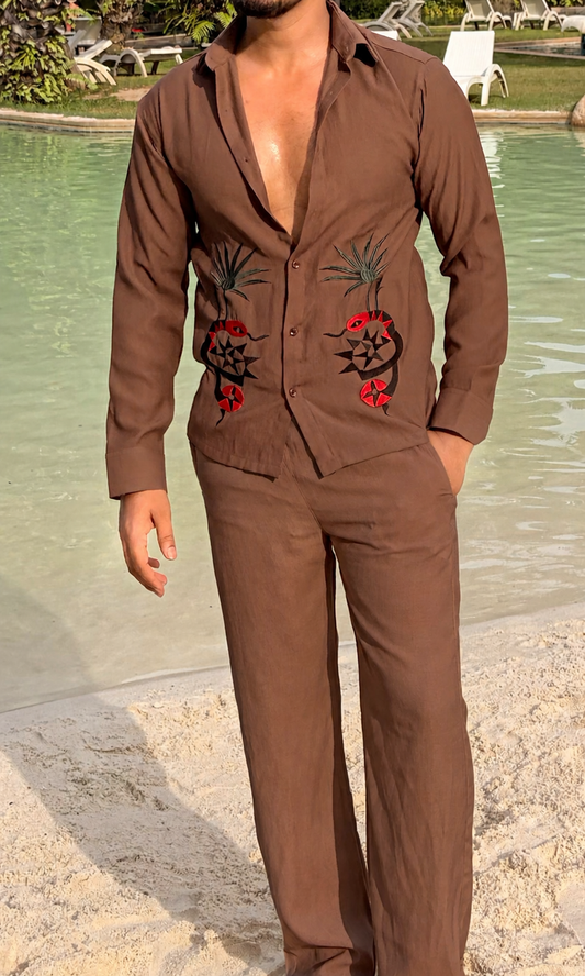 Phi Phi Linen Textured Coord set - BROWN