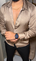 AfterNight Rich Textured Stitchless Jacquard Shirt - Gold