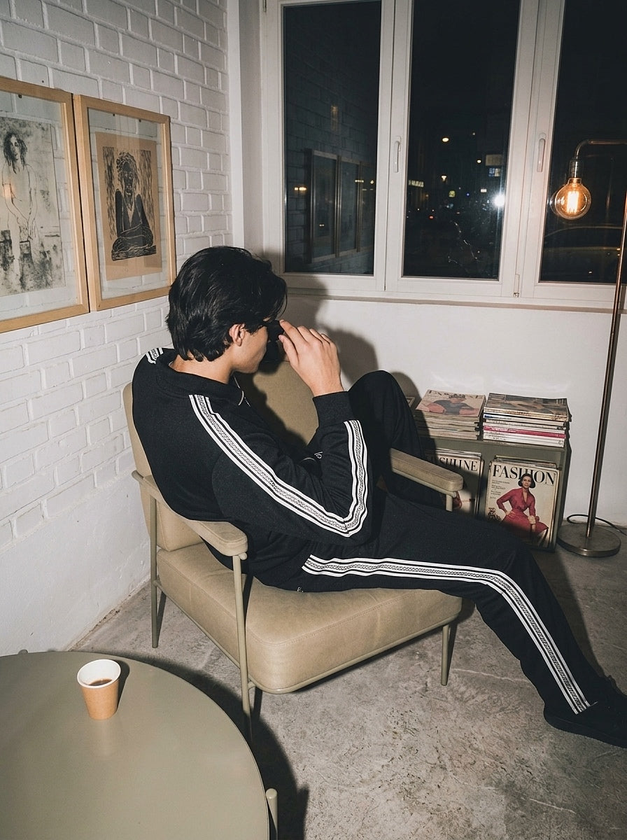 Vellante Striped Premium Tracksuit - Black