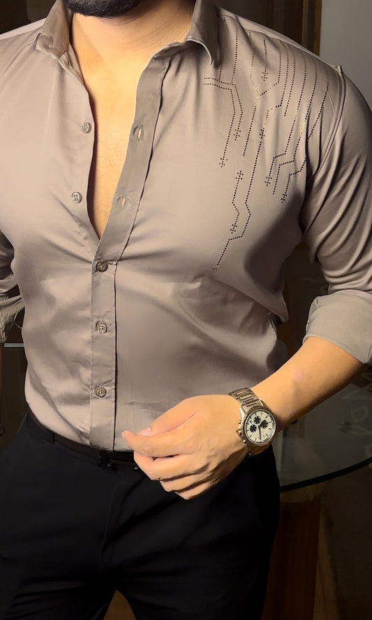 Electrify Giza Cotton Lycra Shirt - Camel