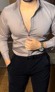 Solid Giza Cotton Lycra Shirt - Camel