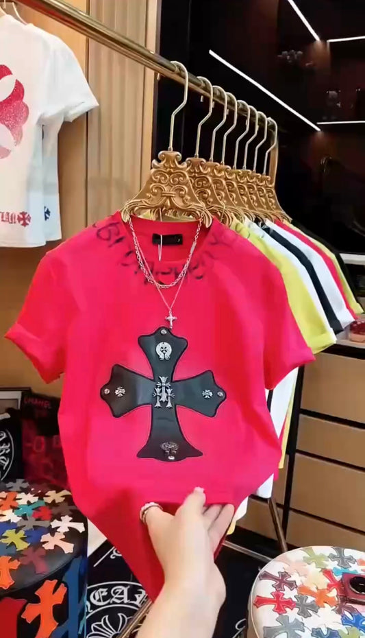 Scarlet Gothic Luxury Diamond Rhinestones Tshirt - Red