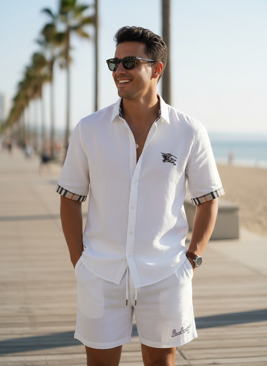 Amalfi Ease Linen Coord set - WHITE