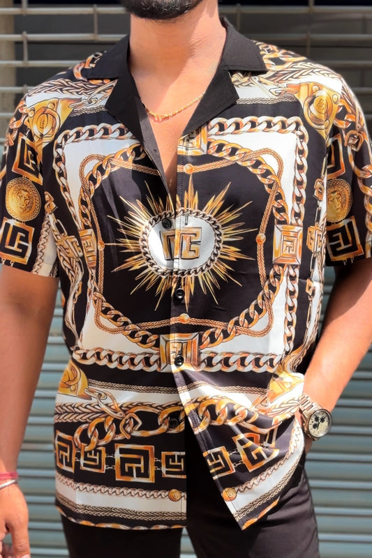 Gold Dynasty Patterned Resort Shirt