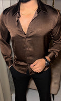 AfterNight Rich Textured Stitchless Jacquard Shirt - Brown
