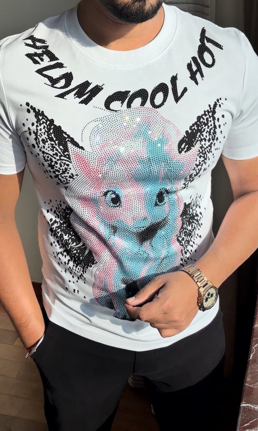 Reindeer Luxury Diamond Rhinestones Tshirt - White