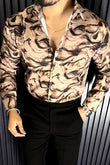 Abstract Tiger Japanese Lycra Shirt - Brown