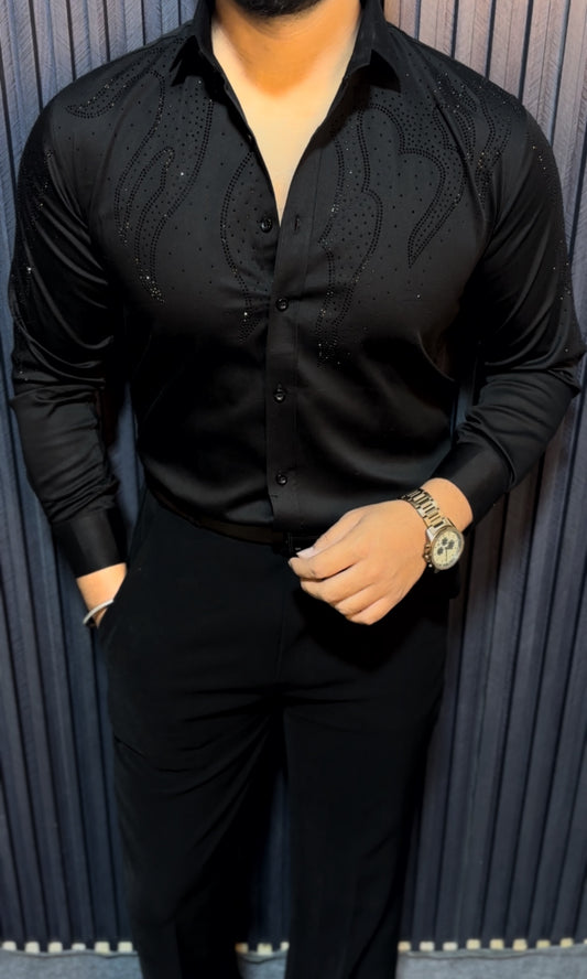 Radiant Giza Cotton Lycra Shirt - Black