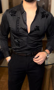 Paris Petal Jacquard Shirt - BLACK