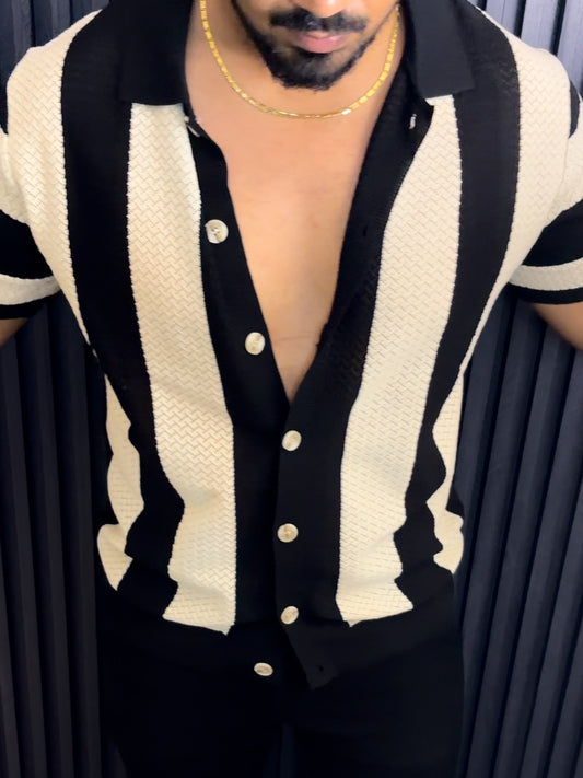 Juhu Striped Knitted Shirt - Black