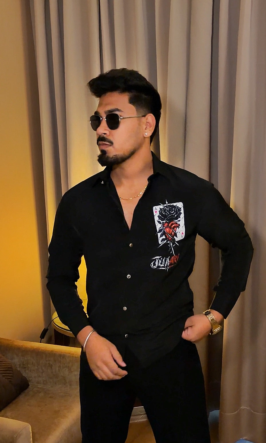 Juaari Festive Hand Painted Xclusive Shirt - Black